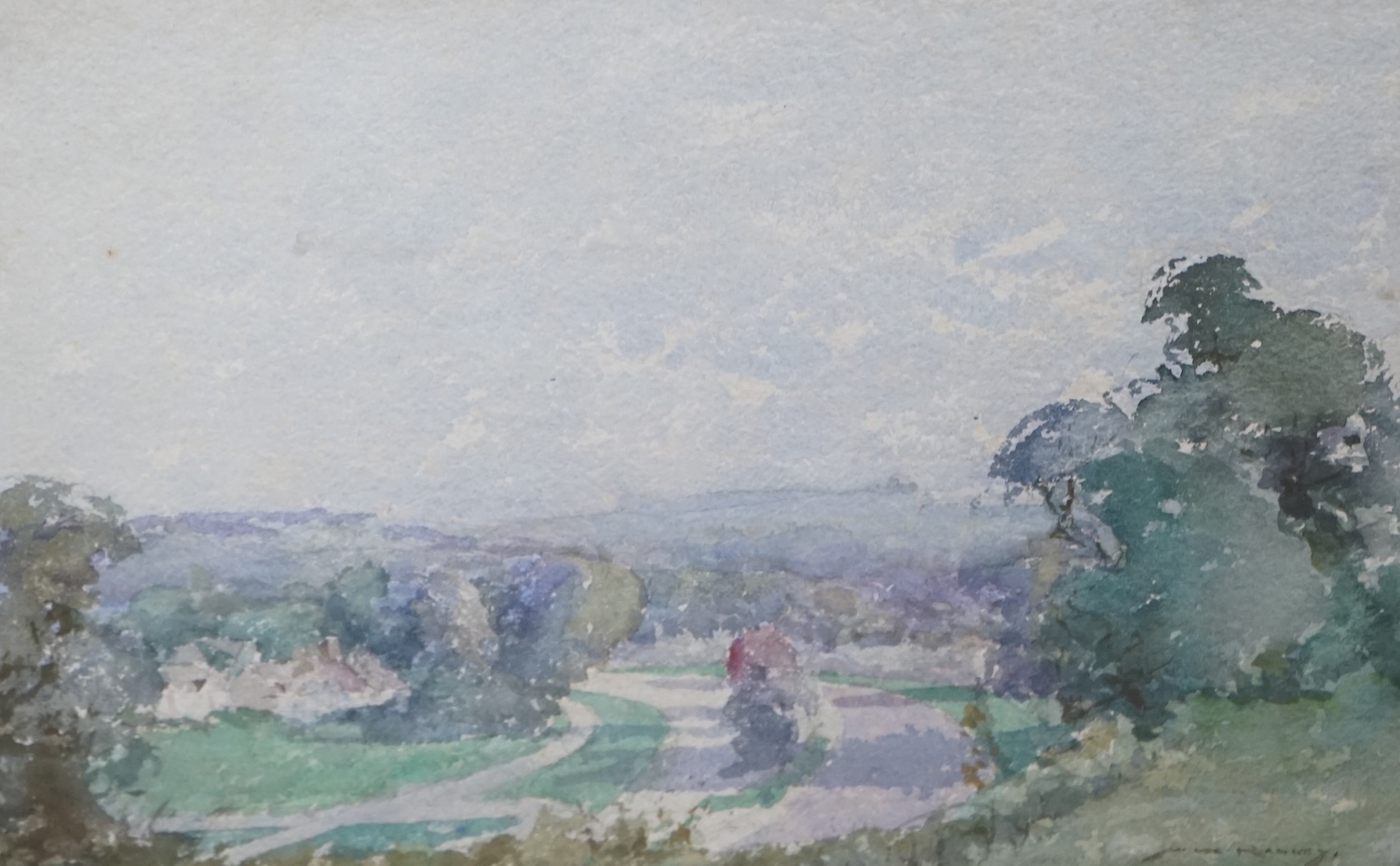 William Lee Hankey (1869-1952), watercolour, ‘Sussex view, Findon’, signed, 28 x 37cm. Condition - fair